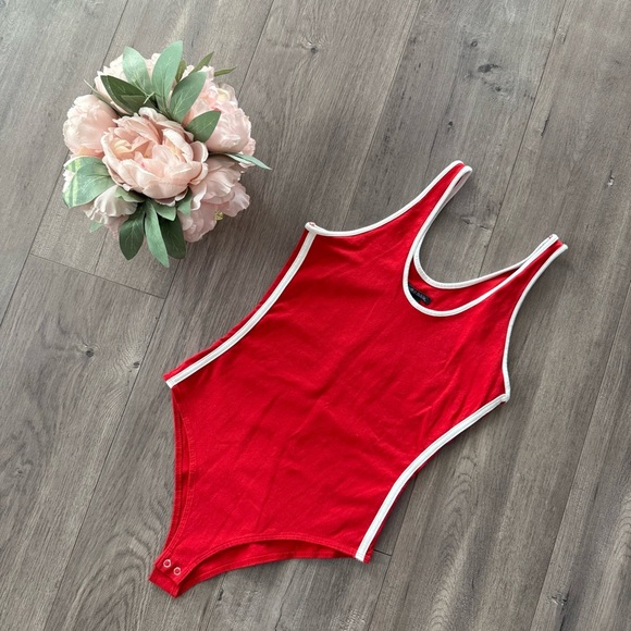 New Wild Fable Red Racer Striped Bodysuit - Picture 1 of 5